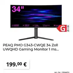 MediaMarkt PEAQ PMO G343-CWQE 34 Zoll UWQHD Gaming Monitor Angebot