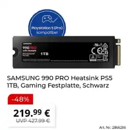 MediaMarkt SAMSUNG 990 PRO Heatsink PS5 1TB, Gaming Festplatte, Schwarz Angebot