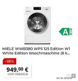 MediaMarkt MIELE WWB380 WPS 125 Edition W1 White Edition Waschmaschine Angebot