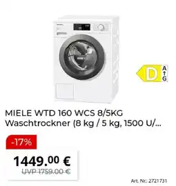 MediaMarkt MIELE WTD 160 WCS 8/5KG Waschtrockner Angebot