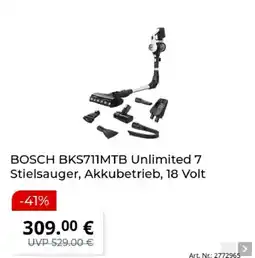 MediaMarkt BOSCH BKS711MTB Unlimited 7 Stielsauger, Akkubetrieb, 18 Volt Angebot