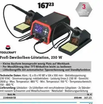 Conrad Toolcraft Profi-zweikolben-lötstation 230 W Angebot