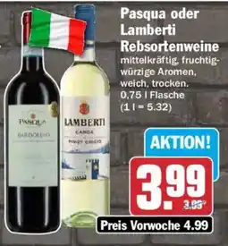 AEZ Pasqua oder Lamberti Rebsortenweine Angebot