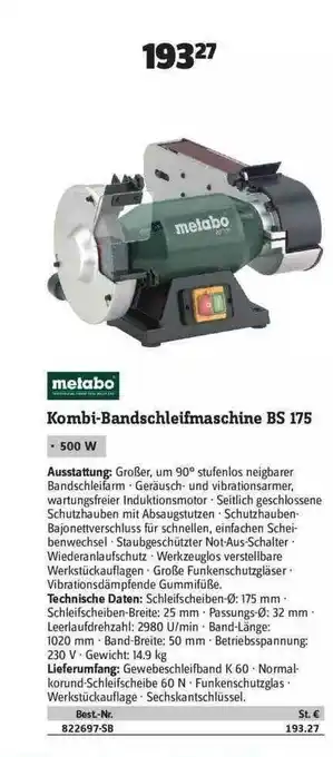 Conrad Metabo Kombi-bandschleifmaschine Bs 175 Angebot