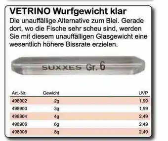 Fishermans Partner Vetrino Wurfgewicht Klar Angebot