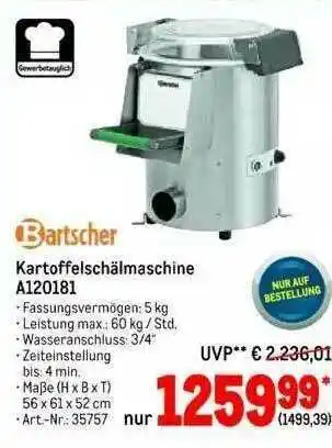 METRO Kartoffelschälmaschine Angebot