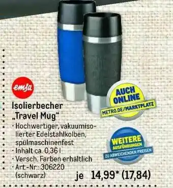 METRO Isolierbecher Travel Mug Angebot