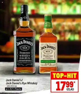 METRO Jack Daniel's Oder Jack Daniel's Rye Whiskey Angebot