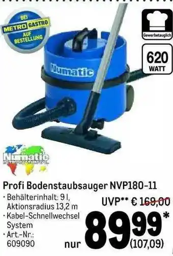 METRO Numatic Profi Bodenstaubsauger Nvp180-11 Angebot