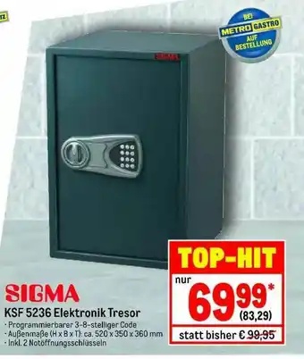 METRO Sigma Ksf 5236 Elektronik Tresor Angebot