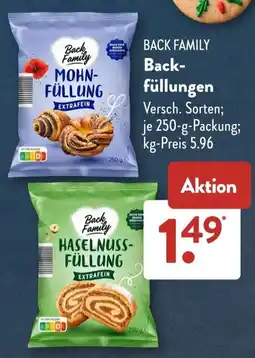 Aldi Süd BACK FAMILY Backfüllungen Angebot