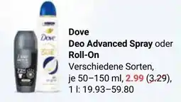 Globus Dove Deo Advanced Spray oder Roll-On Angebot