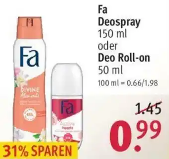 Rossmann Fa Deospray 150ml oder Deo Roll-on 50ml Angebot