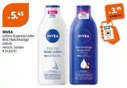 Müller NIVEA Lotion (Express) oder Milk (Reichhaltig) Angebot