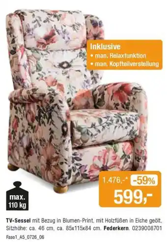 TV-Sessel mit Bezug in Blumen-Print