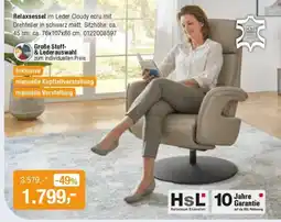 Opti Wohnwelt Relaxsessel im Leder Cloudy ecru Angebot