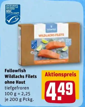 REWE Followfish Wildlachc Filets ohne Haut 200g Angebot