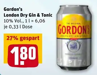 REWE Gordon's London Dry Gin & Tonic 330ml Angebot