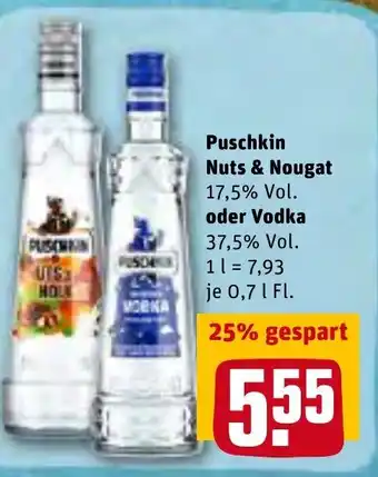 REWE Puschkin Nuts & Nougat o. Vodka 700ml Angebot