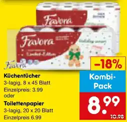 Netto Marken-Discount Favora Küchentücher oder Toilettenpapier Angebot