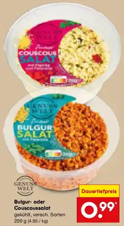 Netto Marken-Discount GENUSS WELT Bulgur oder Couscoussalat Angebot