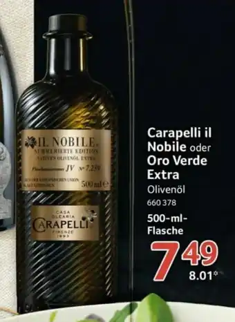 Selgros Carapelli il Nobile o. Oro Verde Extra Olivenol 500ml Angebot