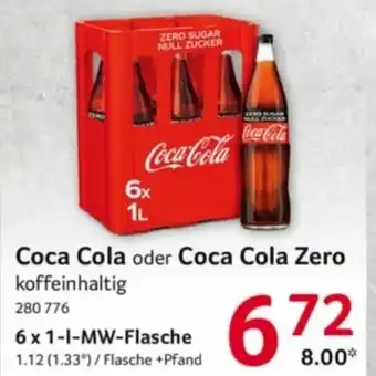 Selgros Coca Cola o. Coca Cola Zero 6*1L Angebot