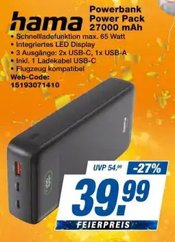 expert Techno Land hama Powerbank Power Pack 27000 mAh Angebot