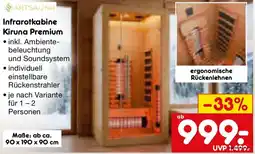 Netto Marken-Discount ARTSAUNA Infrarotkabine Kiruna Premium Angebot