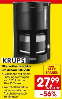 Netto Marken-Discount KRUPS Filterkaffeemaschine Pro Aroma F30908 Angebot