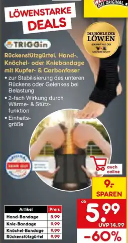 Netto Marken-Discount TRIGGin Rückenstützgurtel, Hand-, Knöchel- oder Kniebandage Angebot