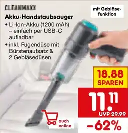 Netto Marken-Discount CLEANMAXX Akku-Handstaubsauger Angebot