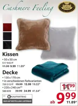 Selgros GÖZZE Cashmere Feeling Kissen Angebot