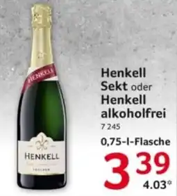 Selgros Henkell Sekt oder Henkell alkoholfrei Angebot