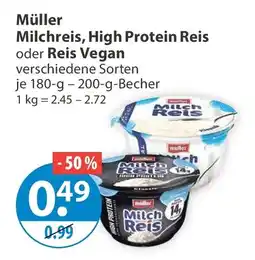V Markt Müller Milchreis, High Protein Reis oder Reis Vegan Angebot