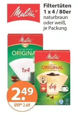 V Markt Melitta Filtertüten ORIGINAL Angebot