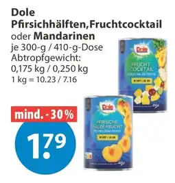 V Markt Dole Pfirsichhälften,Fruchtcocktail oder Mandarinen Angebot