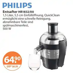V Markt PHILIPS Entsafter HR1832/00 Angebot