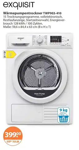 V Markt exquisit Wärmepumpentrockner TWP903-410 Angebot