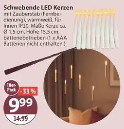 V Markt Schwebende LED Kerzen mit Zauberstab (Fernbedienung) Angebot
