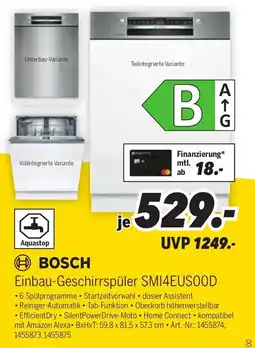 MEDIMAX Einbau-Geschirrspüler SMI4EUS00D Angebot