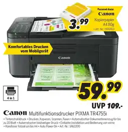 MEDIMAX Canon Multifunktionsdrucker PIXMA TR4755i Angebot