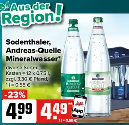 Logo Getränkemarkt Sodenthaler, Andreas-Quelle Mineralwasser* Angebot