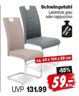 Repo Markt Schwingstuhl Lederlook grau oder cappuccino Angebot