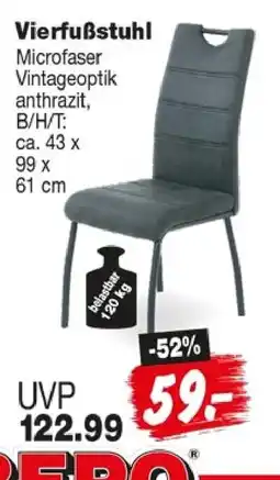 Repo Markt Vierfußstuhl Microfaser Vintageoptik anthrazit Angebot
