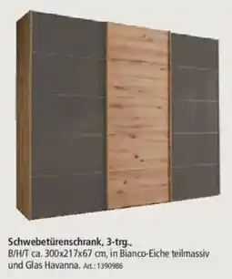 Zurbrüggen Schwebetürenschrank, 3-trg., in Bianco-Eiche teilmassiv und Glas Havanna Angebot