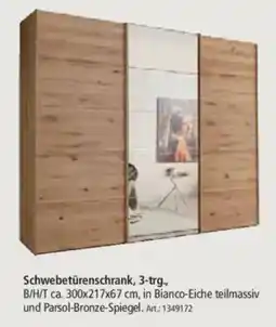 Zurbrüggen Schwebetürenschrank, 3-trg., in Bianco-Eiche teilmassiv und Parsol-Bronze-Spiegel Angebot