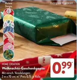Aldi Süd HOME CREATION Weihnachts-Geschenkpapier Angebot