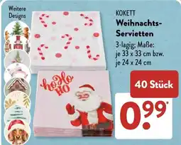 Aldi Süd KOKETT Weihnachts-Servietten Angebot
