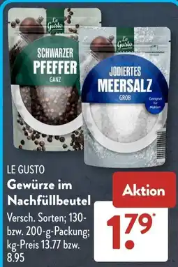 Aldi Süd Le Gusto Gewürze im Nachfüllbeutel Angebot